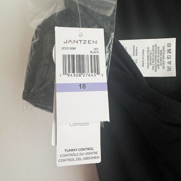 Jantzen Black Ruched Classic One Piece Swimsuit 16 - Picture 5 of 6